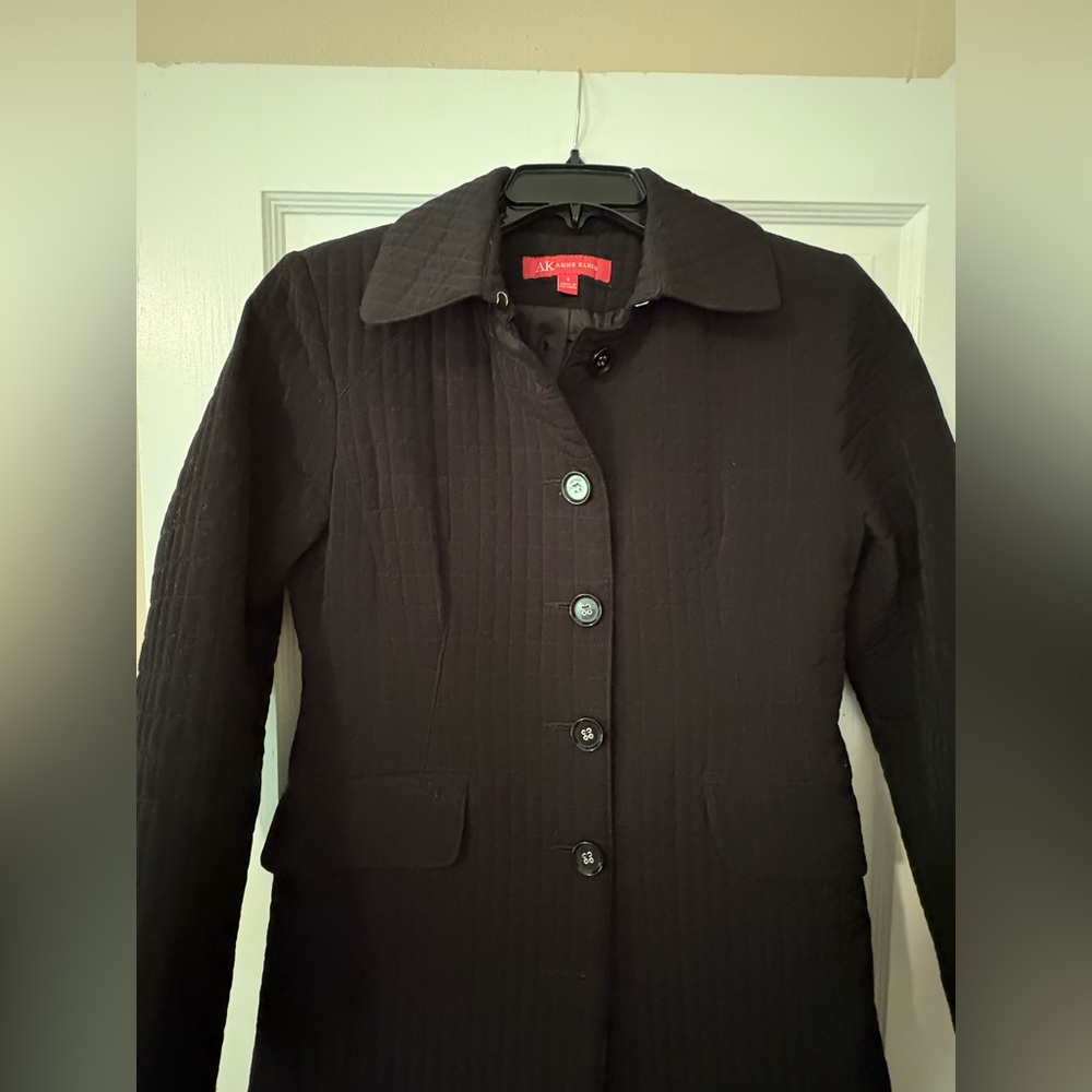 Anne Klein Black Quilted Peacoat